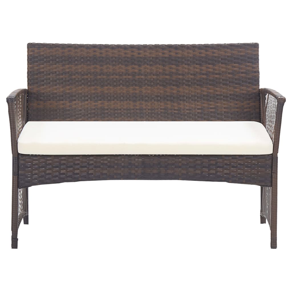 -Delige Loungeset Met Kussens Poly Rattan Bruin