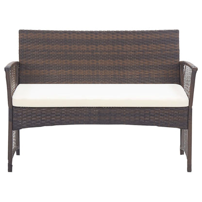 -Delige Loungeset Met Kussens Poly Rattan Bruin
