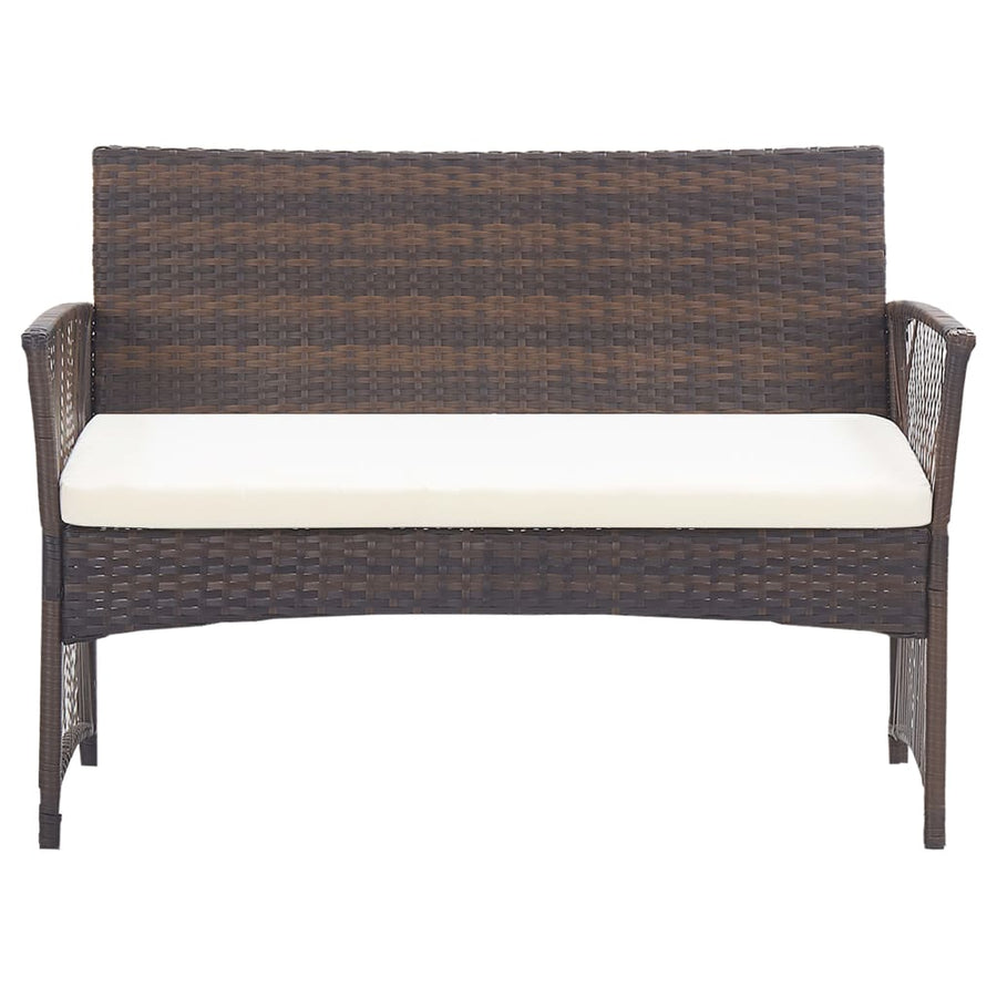 -Delige Loungeset Met Kussens Poly Rattan Bruin