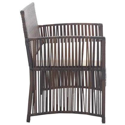 -Delige Loungeset Met Kussens Poly Rattan Bruin