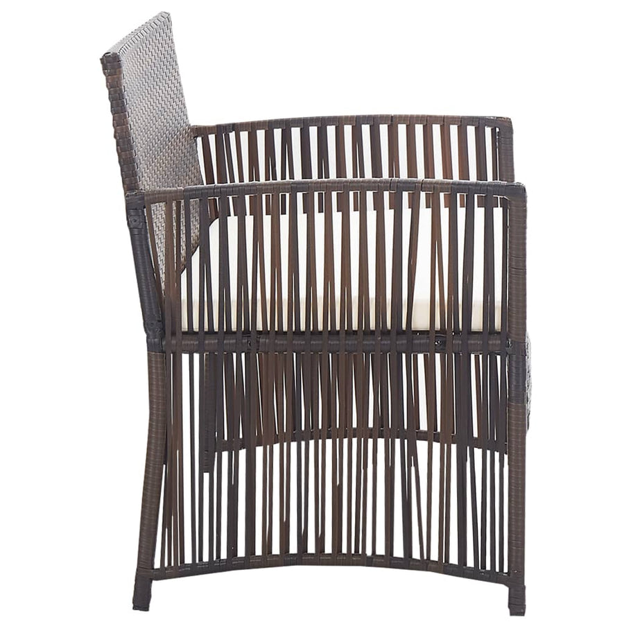 -Delige Loungeset Met Kussens Poly Rattan Bruin