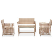 -Delige Loungeset Met Kussens Poly Rattan Beige