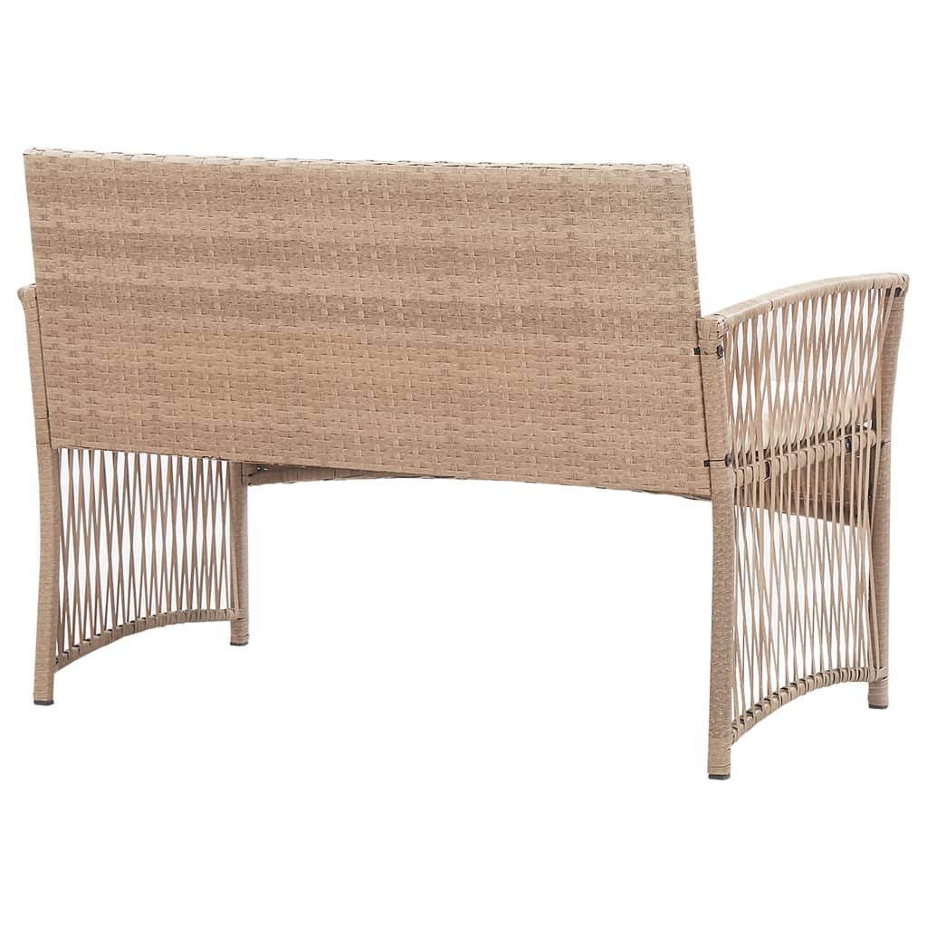 -Delige Loungeset Met Kussens Poly Rattan Beige
