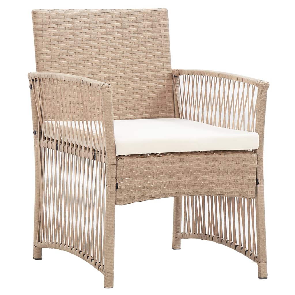 -Delige Loungeset Met Kussens Poly Rattan Beige