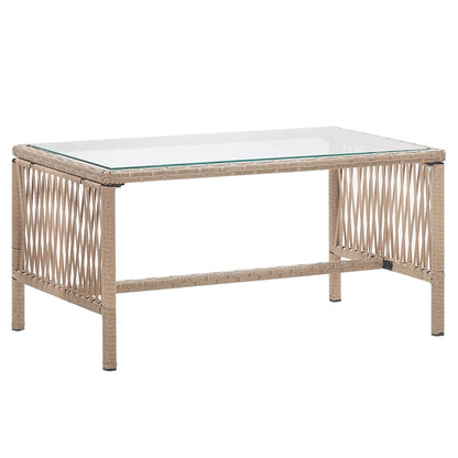 -Delige Loungeset Met Kussens Poly Rattan Beige