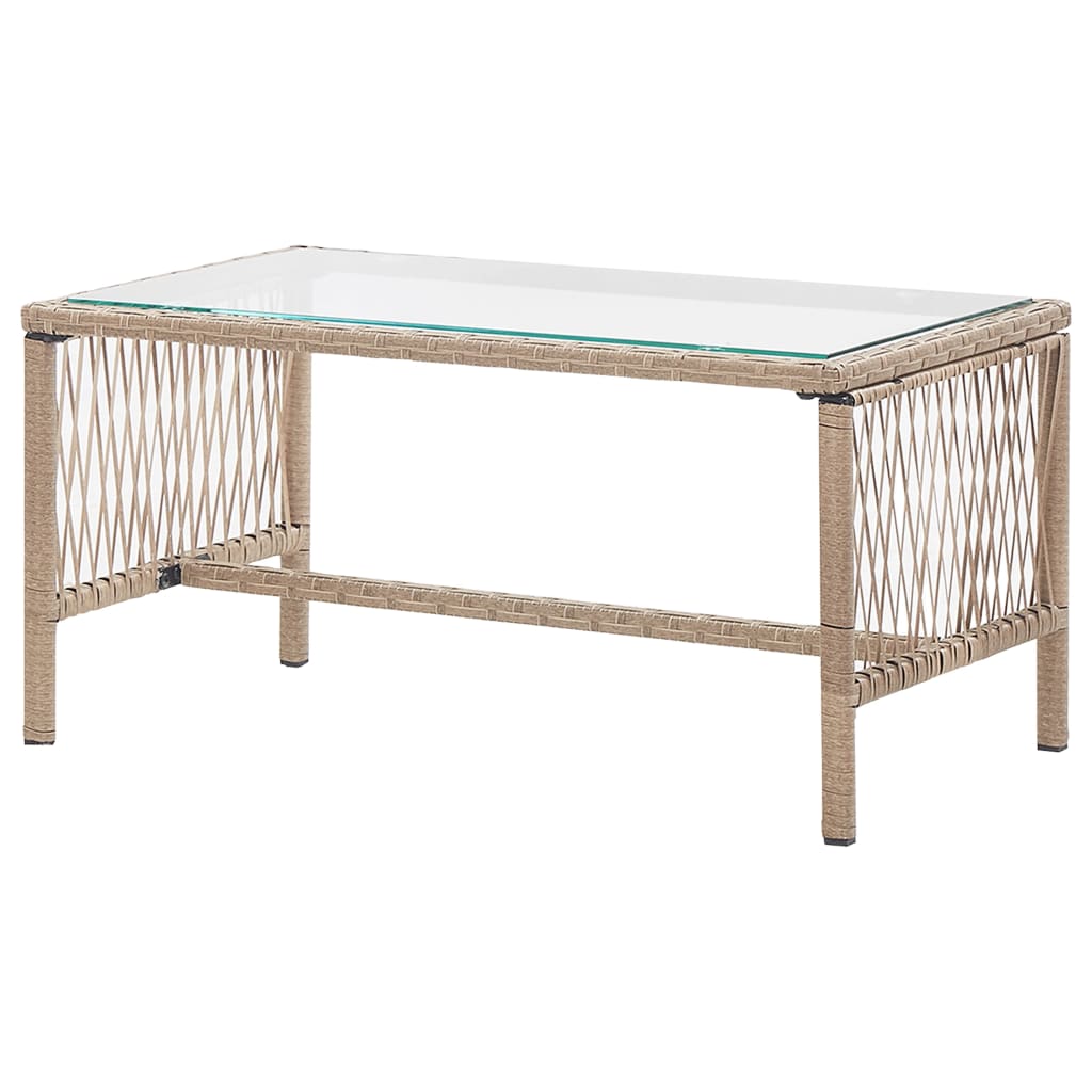 -Delige Loungeset Met Kussens Poly Rattan Beige