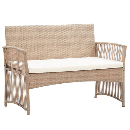 -Delige Loungeset Met Kussens Poly Rattan Beige