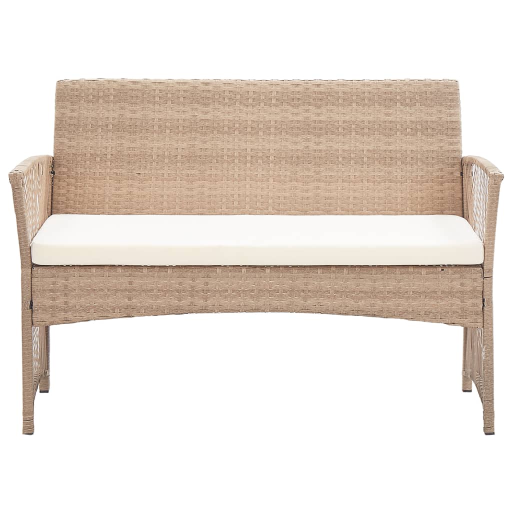 -Delige Loungeset Met Kussens Poly Rattan Beige