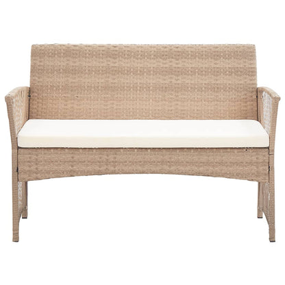 -Delige Loungeset Met Kussens Poly Rattan Beige