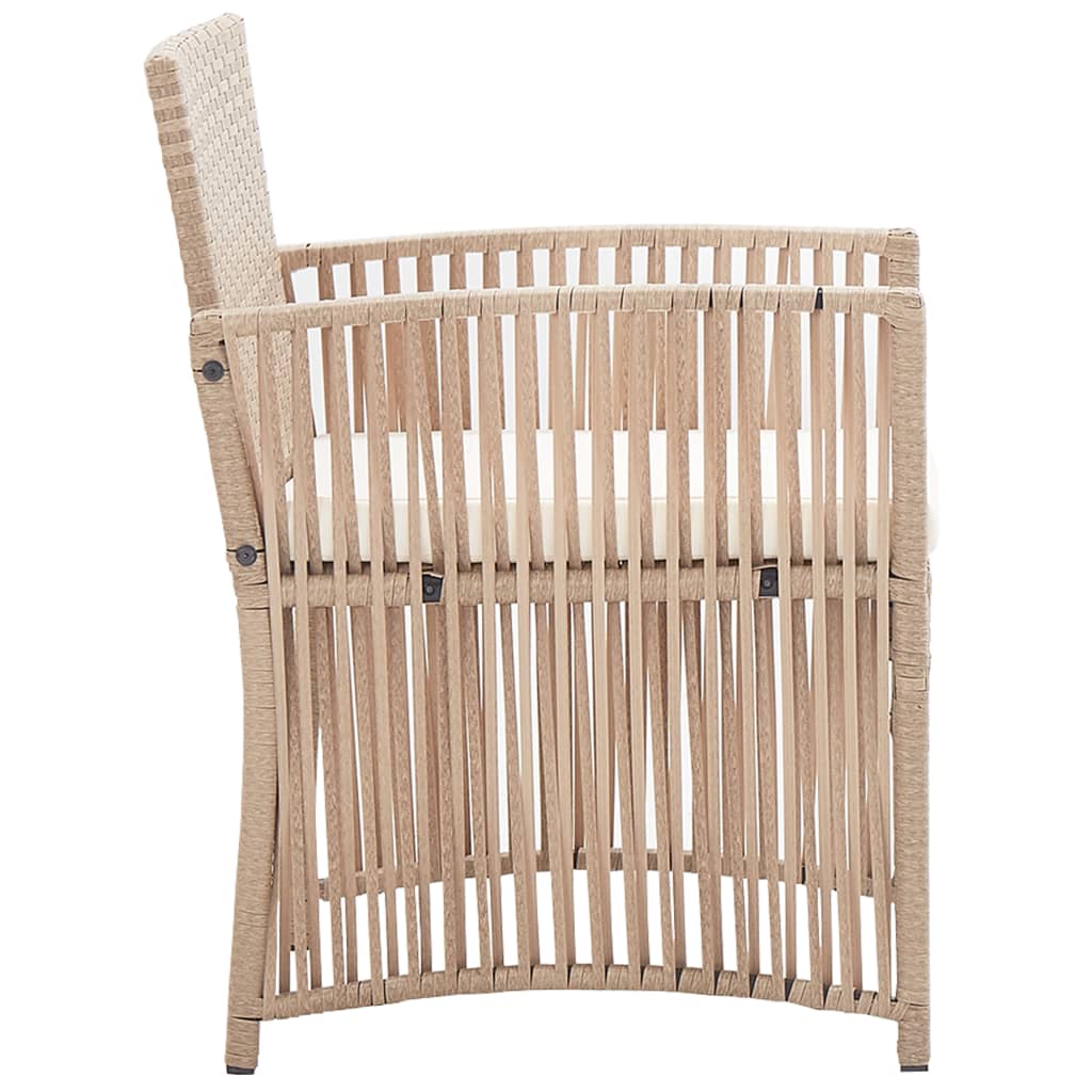-Delige Loungeset Met Kussens Poly Rattan Beige