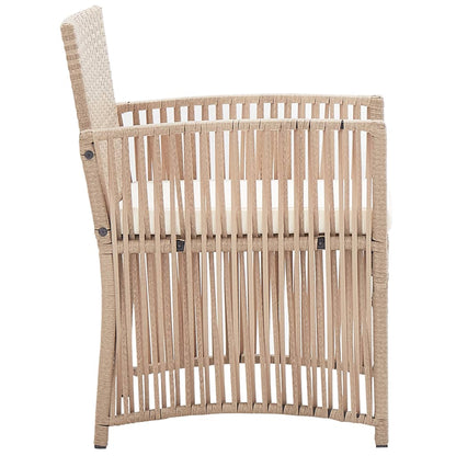 -Delige Loungeset Met Kussens Poly Rattan Beige