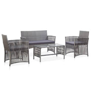 Loungeset 4-delig poly rattan antraciet