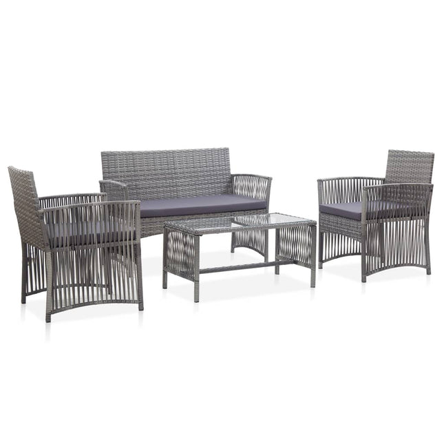 -Delige Loungeset Met Kussen Poly Rattan Antraciet