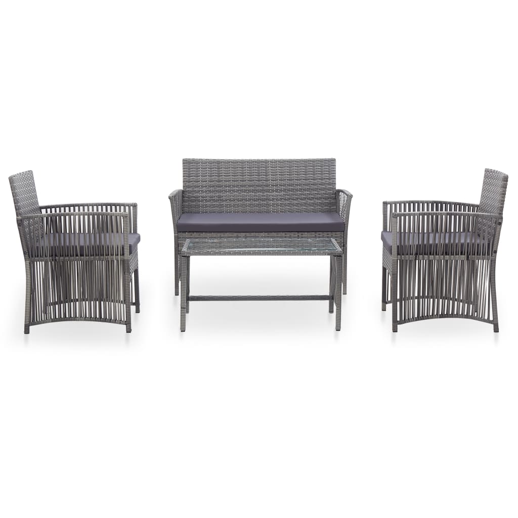 -Delige Loungeset Met Kussen Poly Rattan Antraciet