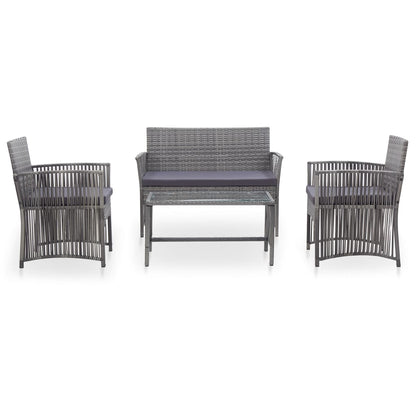-Delige Loungeset Met Kussen Poly Rattan Antraciet