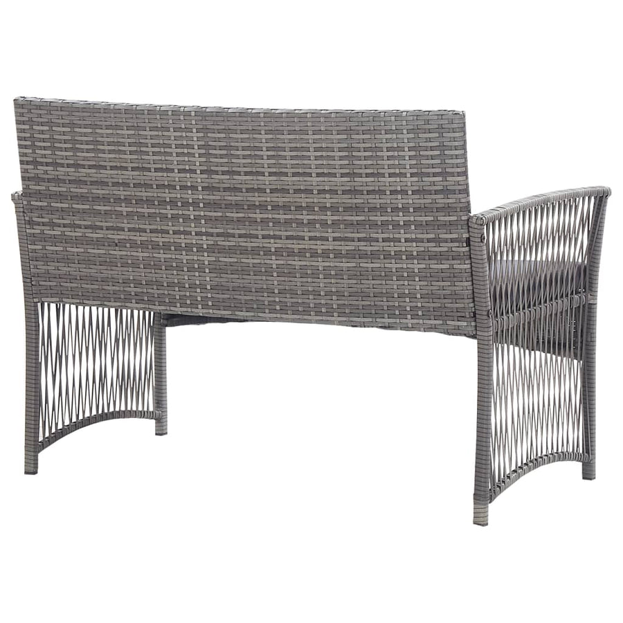 -Delige Loungeset Met Kussen Poly Rattan Antraciet