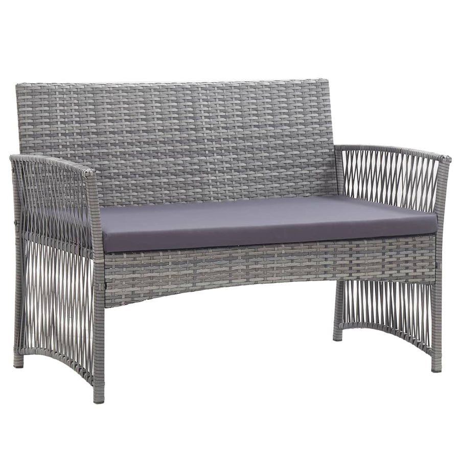 -Delige Loungeset Met Kussen Poly Rattan Antraciet