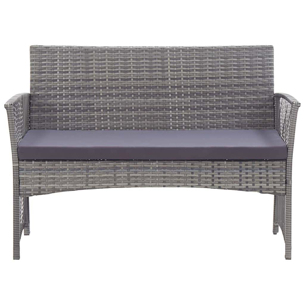 -Delige Loungeset Met Kussen Poly Rattan Antraciet