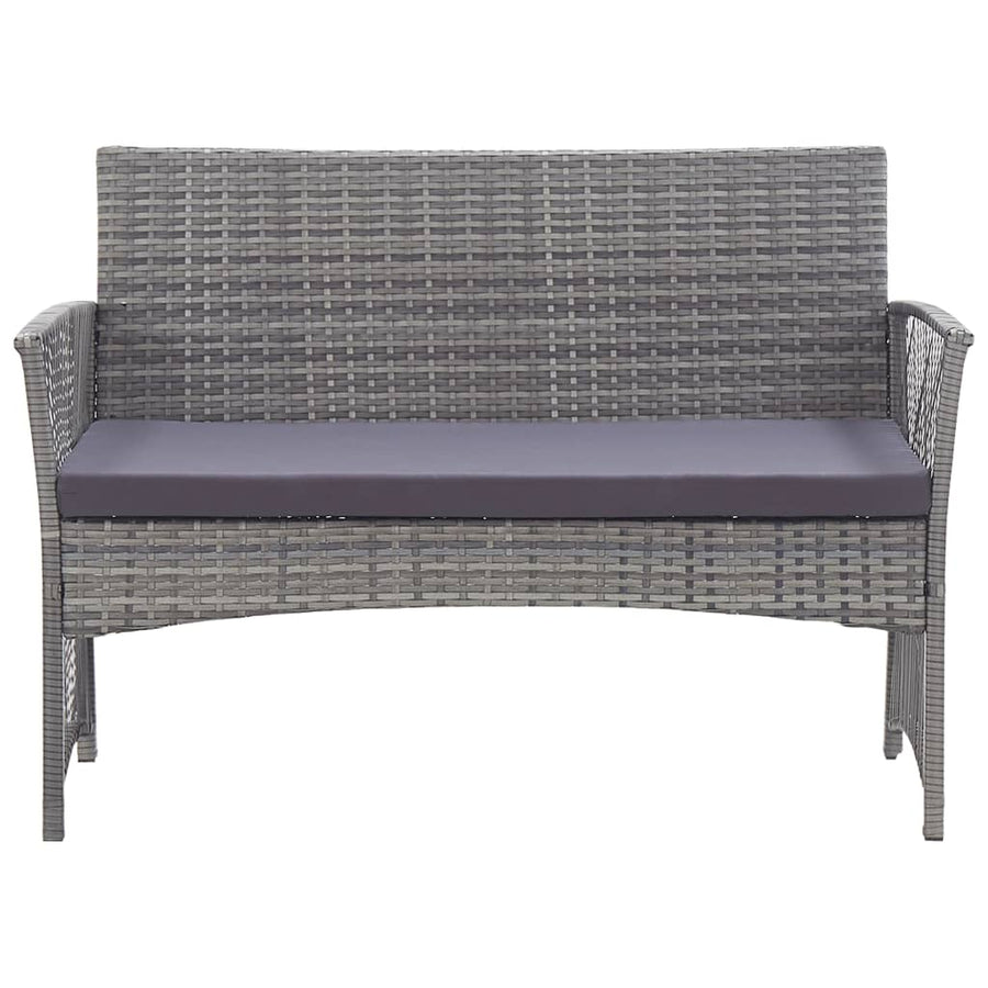 -Delige Loungeset Met Kussen Poly Rattan Antraciet