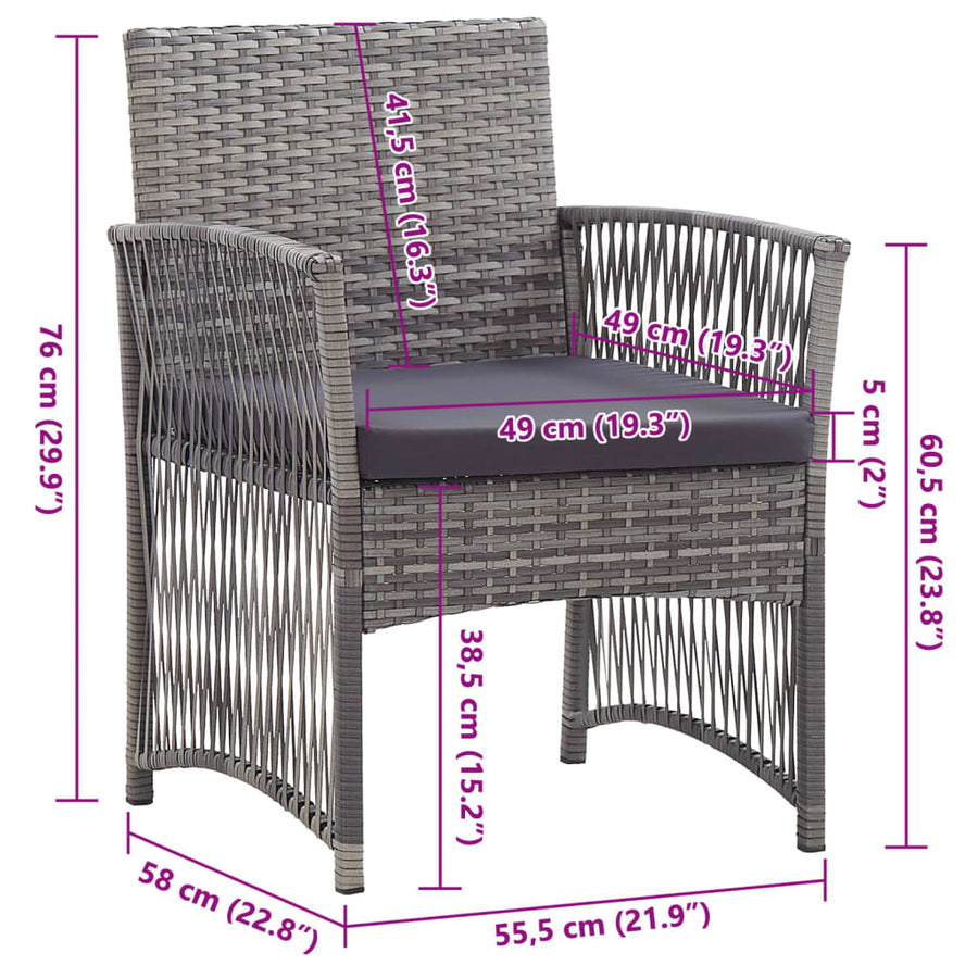Tuinstoelen Met Kussens Poly Rattan Antraciet