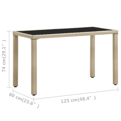 Tuintafel Poly Rattan 123 x 60 x 74 cm Beige