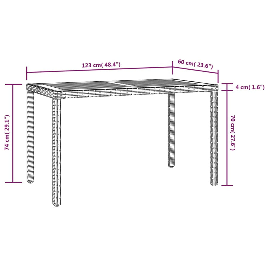 Tuintafel Massief Acaciahout 123 x 60 x 74 cm