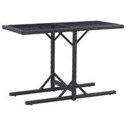 Tuintafel 110x53x72 cm poly rattan glas zwart