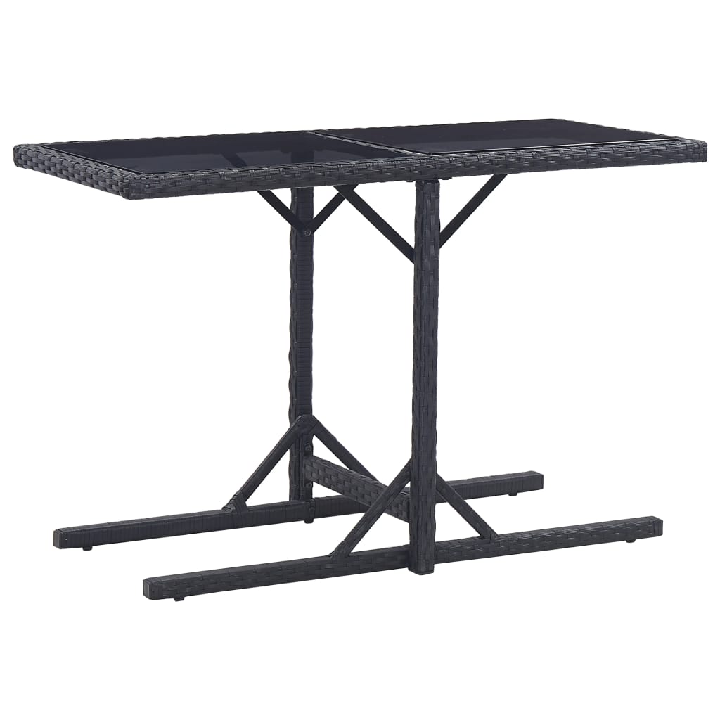 Tuintafel 0X53X72 Cm Glas En Poly Rattan Zwart