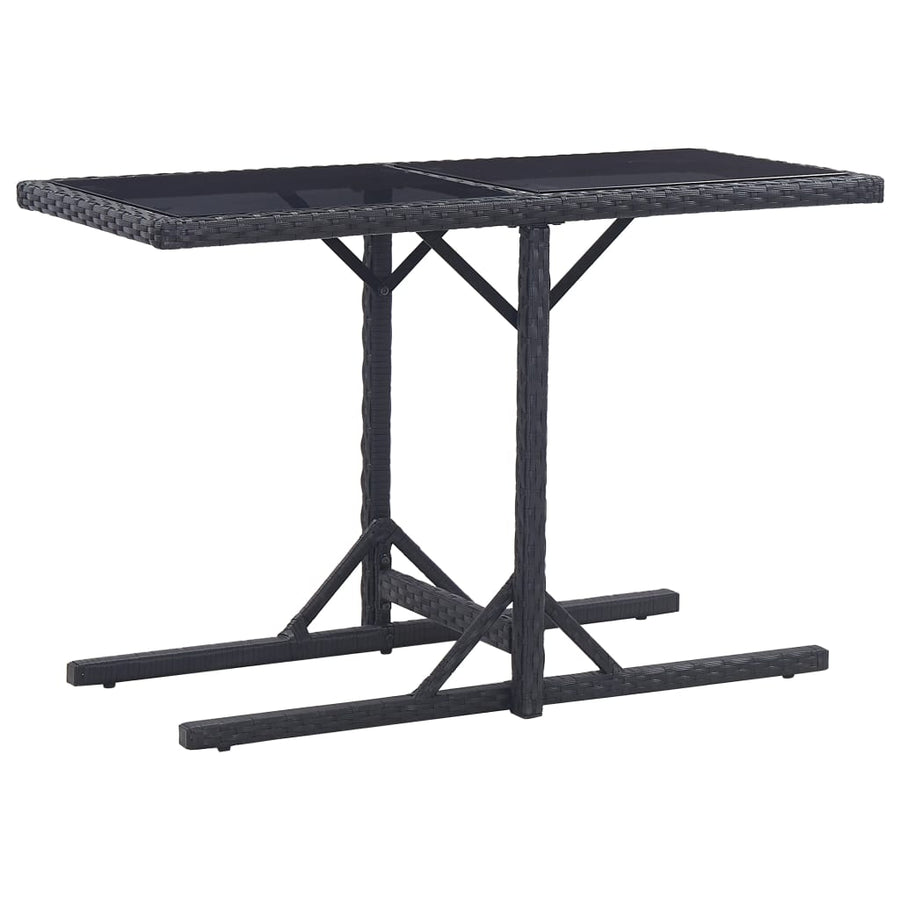Tuintafel 0X53X72 Cm Glas En Poly Rattan Zwart