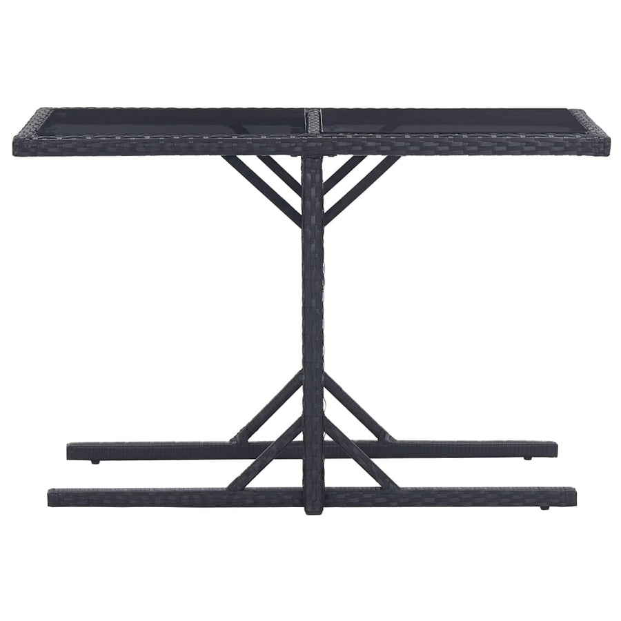 Tuintafel 0X53X72 Cm Glas En Poly Rattan Zwart