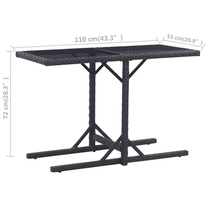 Tuintafel 0X53X72 Cm Glas En Poly Rattan Zwart