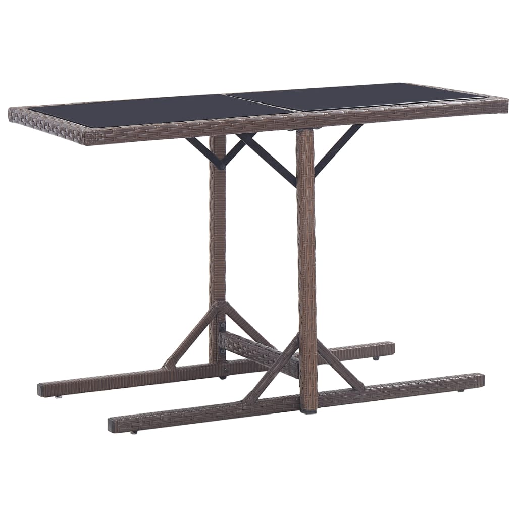Tuintafel 0X53X72 Cm Glas En Poly Rattan Bruin