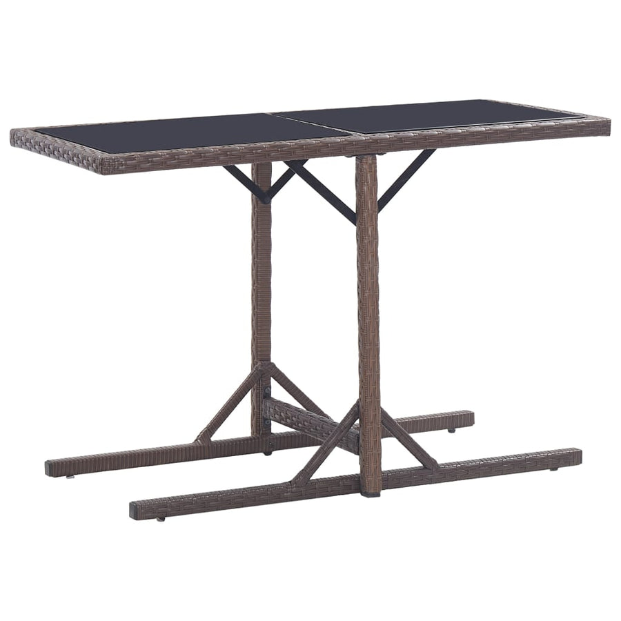 Tuintafel 0X53X72 Cm Glas En Poly Rattan Bruin