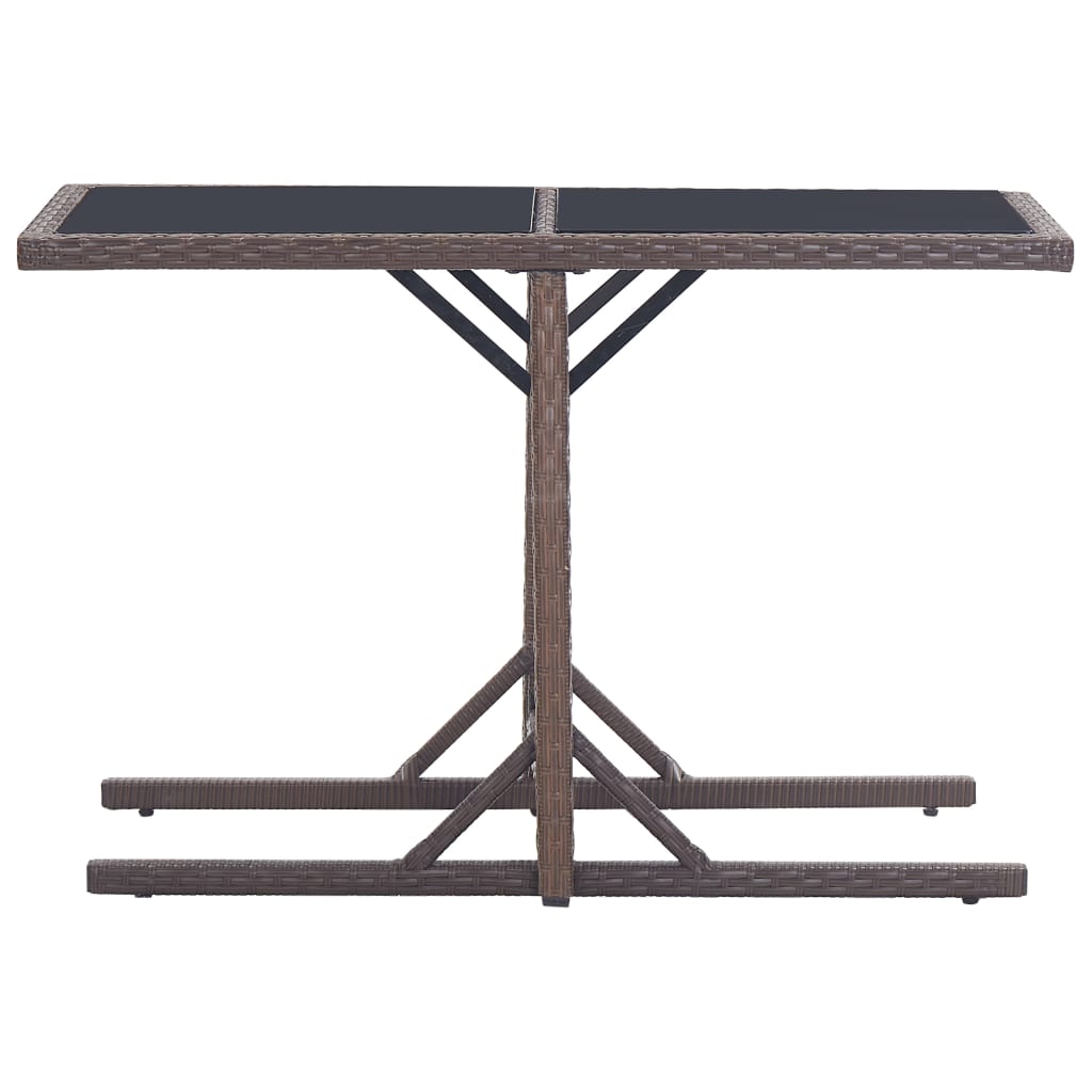 Tuintafel 0X53X72 Cm Glas En Poly Rattan Bruin