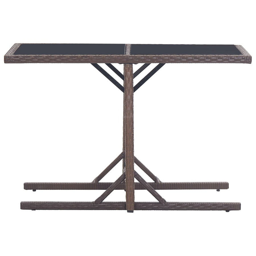 Tuintafel 0X53X72 Cm Glas En Poly Rattan Bruin