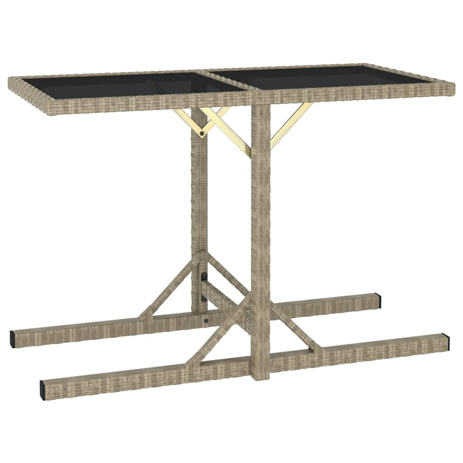 Tuintafel 0X53X72 Cm Glas En Poly Rattan Beige