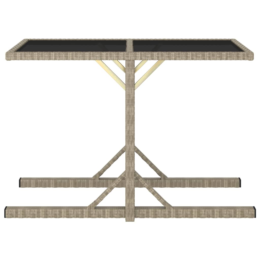 Tuintafel 0X53X72 Cm Glas En Poly Rattan Beige