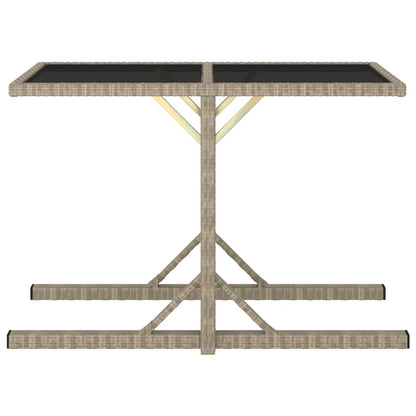 Tuintafel 0X53X72 Cm Glas En Poly Rattan Beige