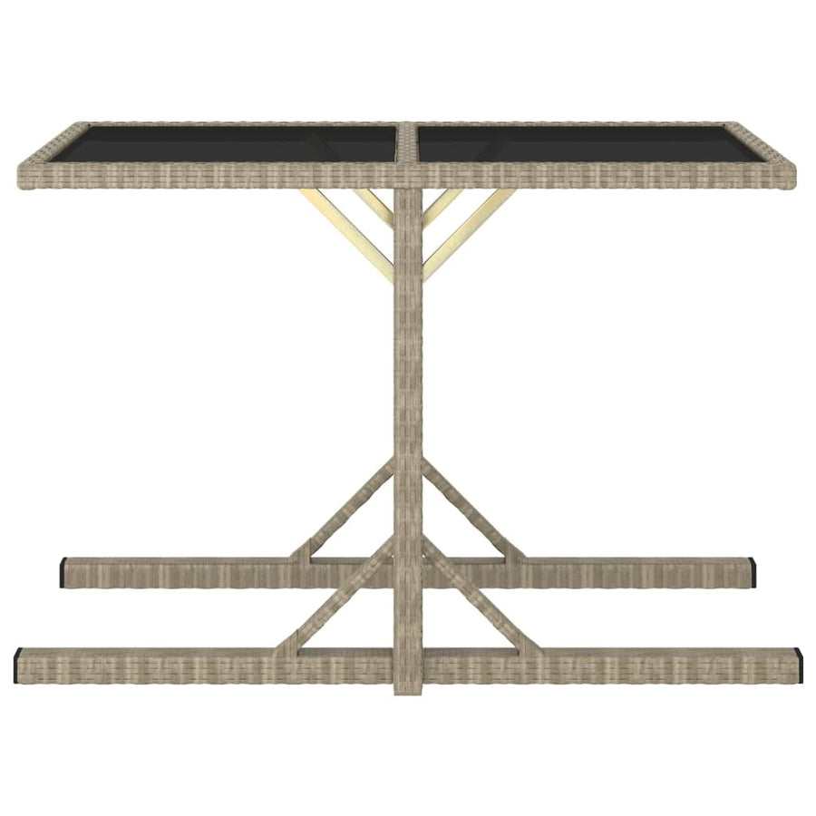 Tuintafel 0X53X72 Cm Glas En Poly Rattan Beige