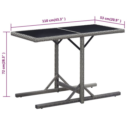 Tuintafel 0X53X72 Cm Glas En Poly Rattan Antraciet