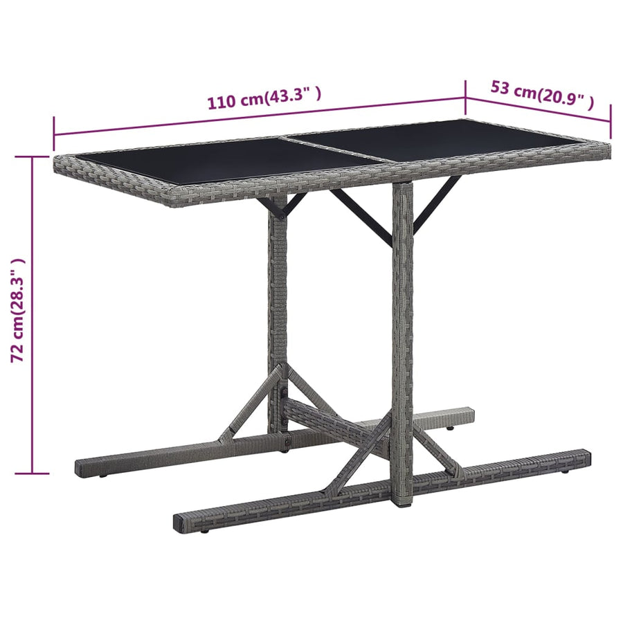 Tuintafel 0X53X72 Cm Glas En Poly Rattan Antraciet