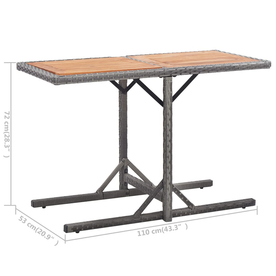 Tuintafel Poly Rattan En Massief Acaciahout Antraciet en bruin