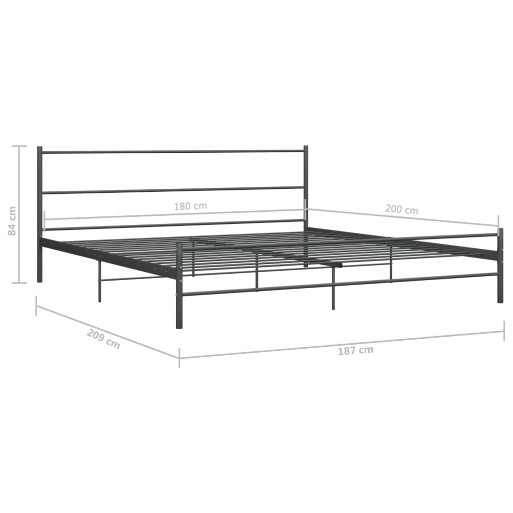 Bedframe Metaal 180 x 200 cm Grijs