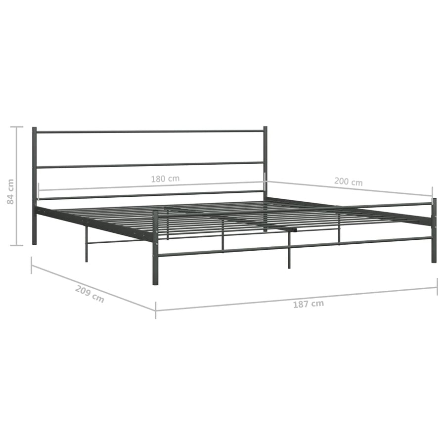 Bedframe Metaal 180 x 200 cm Grijs
