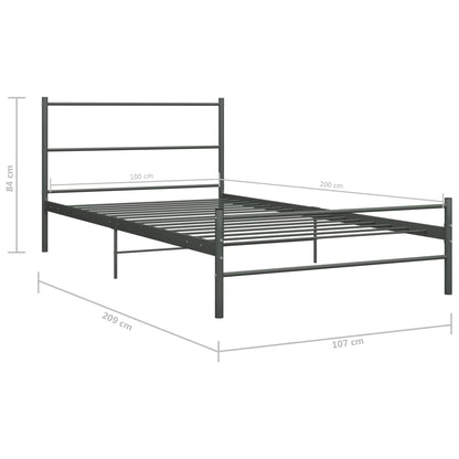 Bedframe metaal grijs 100x200 cm