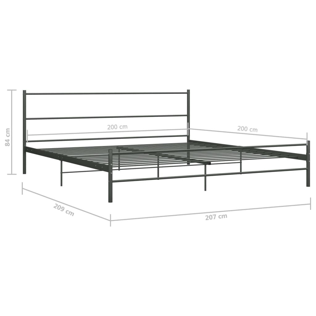 Bedframe Metaal 200 x 200 cm Grijs