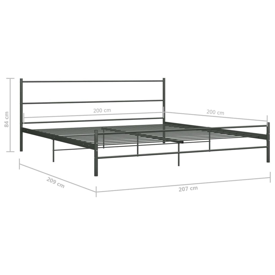 Bedframe Metaal 200 x 200 cm Grijs
