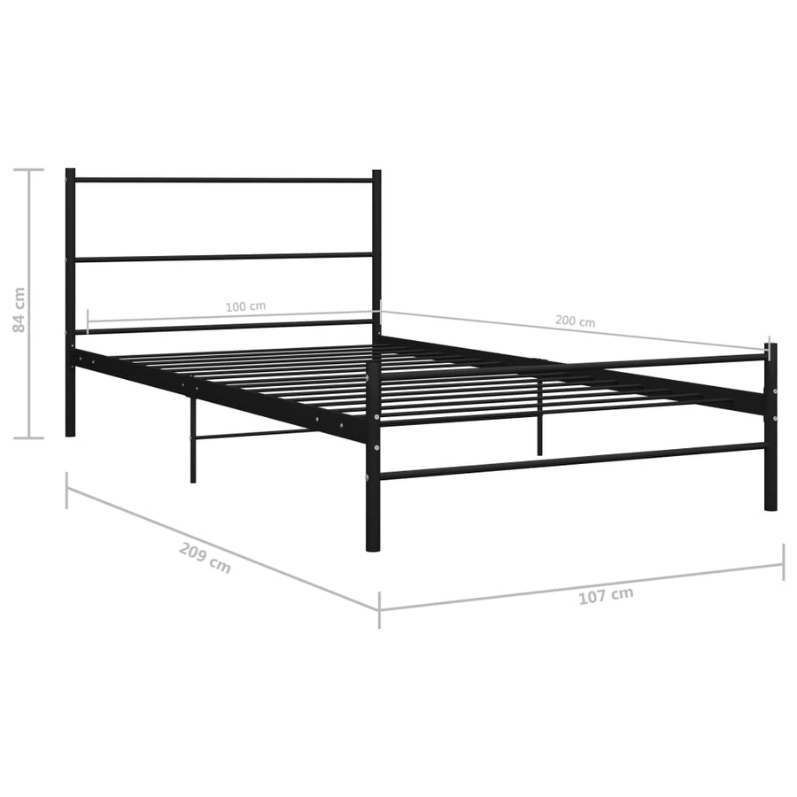 Bedframe Metaal 100 x 200 cm Zwart