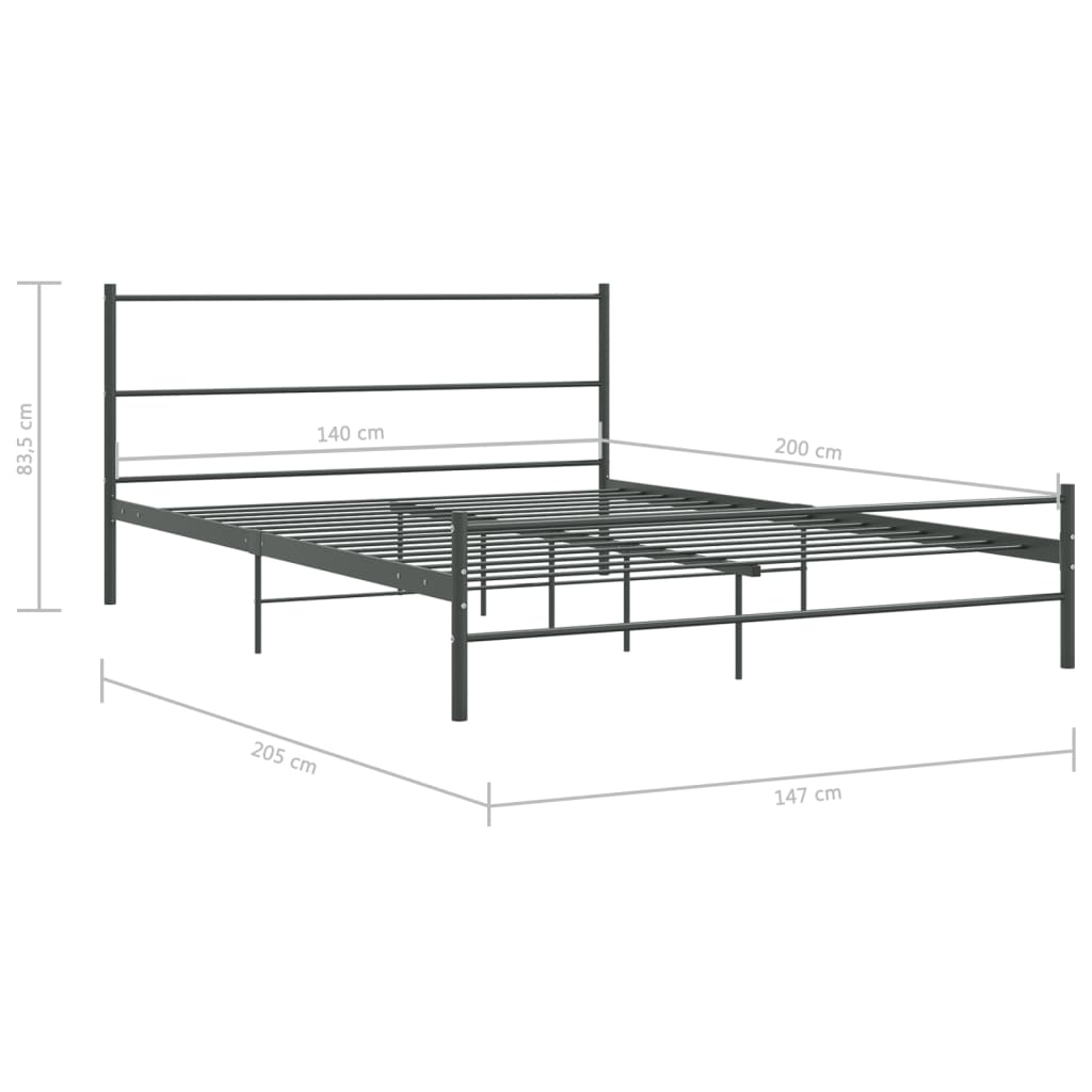 Bedframe Metaal 140 x 200 cm Grijs