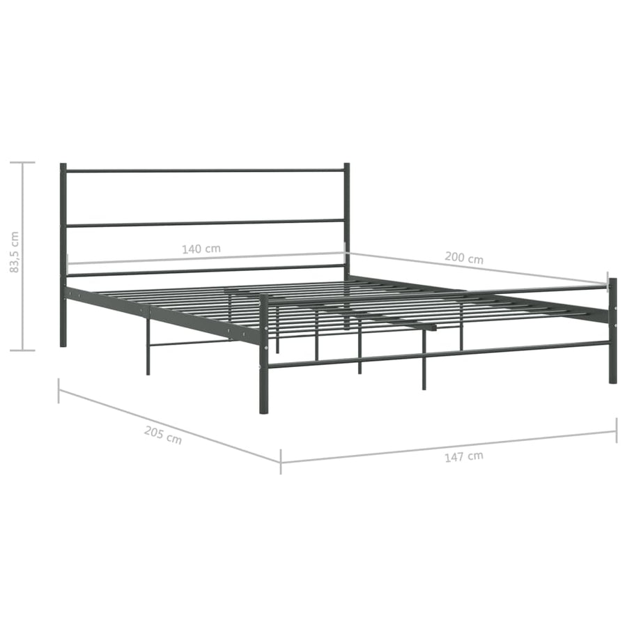 Bedframe Metaal 140 x 200 cm Grijs